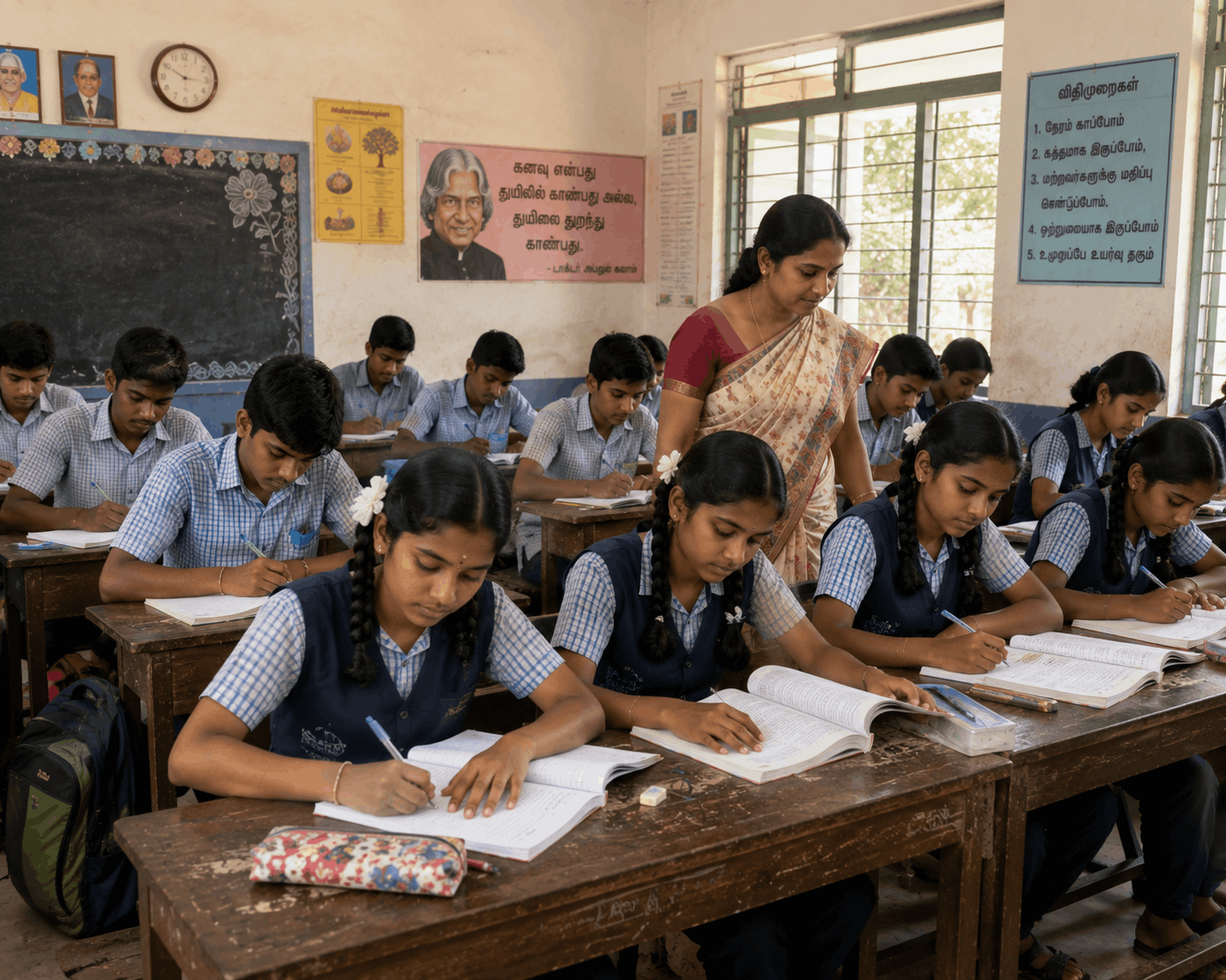 Students studying in classroom